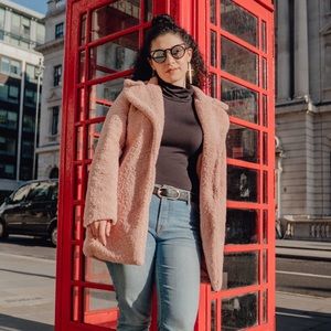 Rachel Zoe Teddy Bear Coat Millennial Pink Sherpa